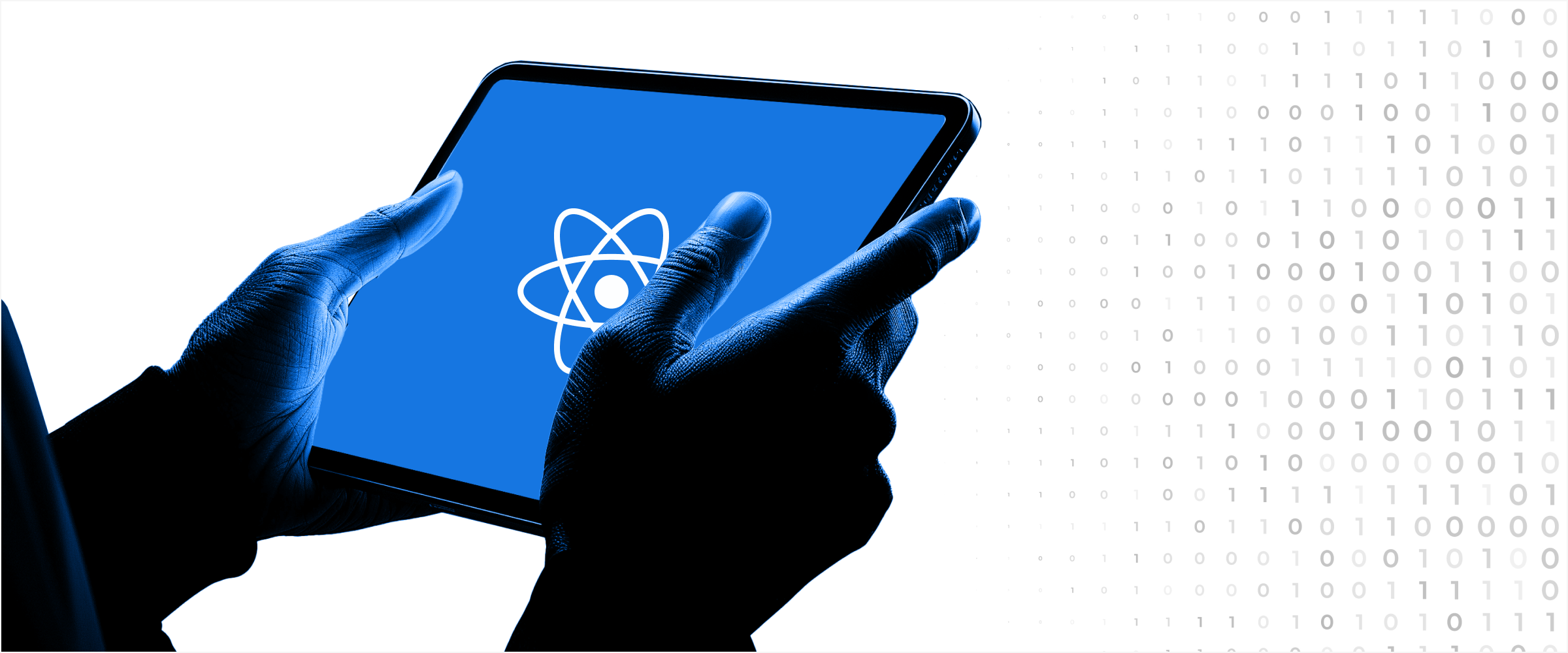 Developer using a tablet displaying React framework interface for web development comparison in 2026