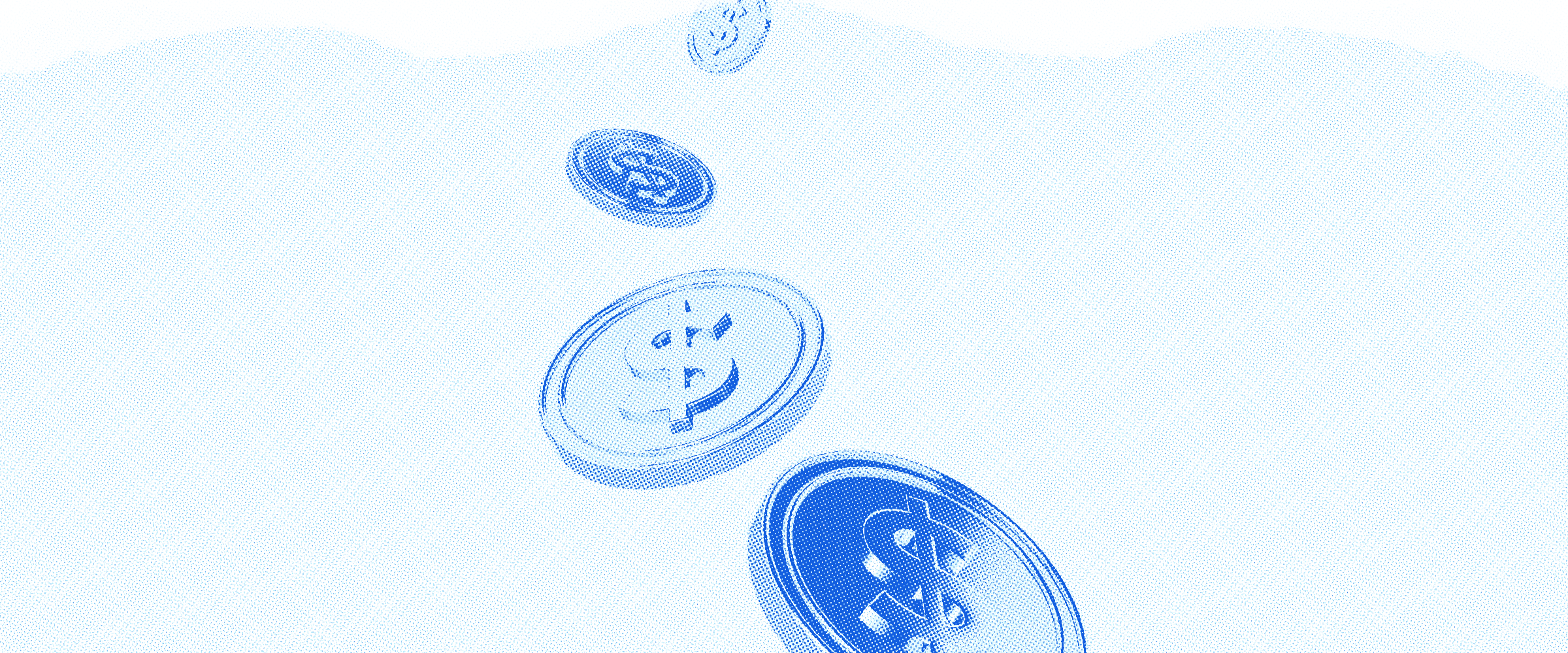 Floating dollar coins on a light background, representing the cost of GEO services, SEO investment, and digital marketing budgets in 2026.