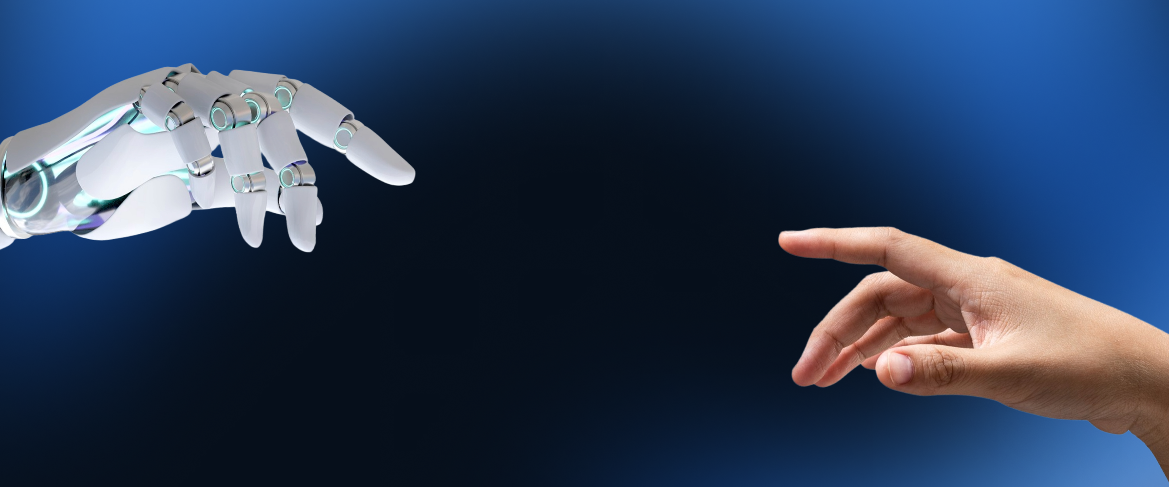 Human and AI robot hands representing artificial intelligence transforming modern web development in 2026